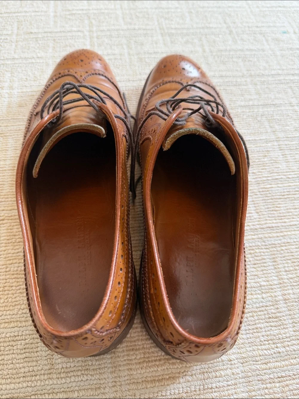 Ralph Lauren Men's Leather Wingtip Dress Shoes - Tan